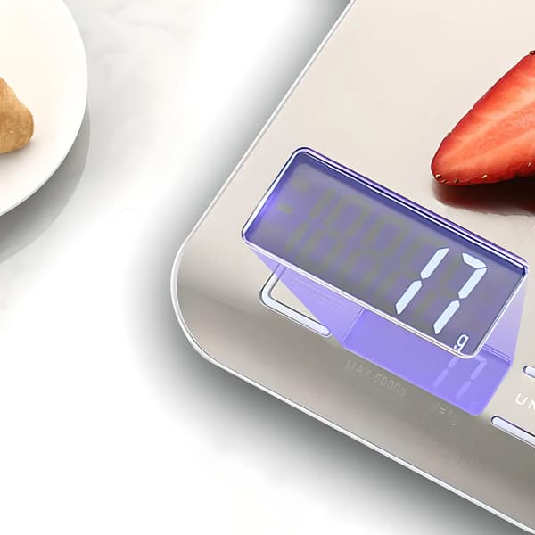 Digital Kitchen Scale, 10 kg Capacity, LCD Display, Electronic Household Scale with Precision and Tare Function, Silver Glass, Retro Design