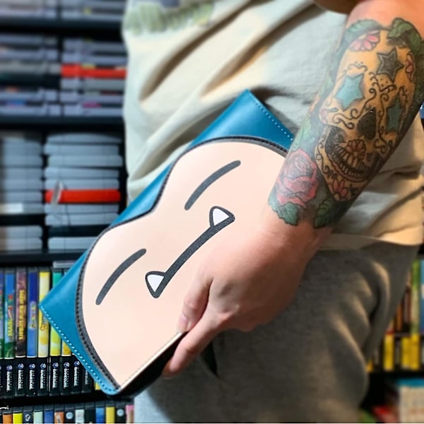 Switch Case Kompatibel med Nintendo Switch og Switch OLED, Sød Læder Rejse Clutch med Spilholder - Snorlax Blå