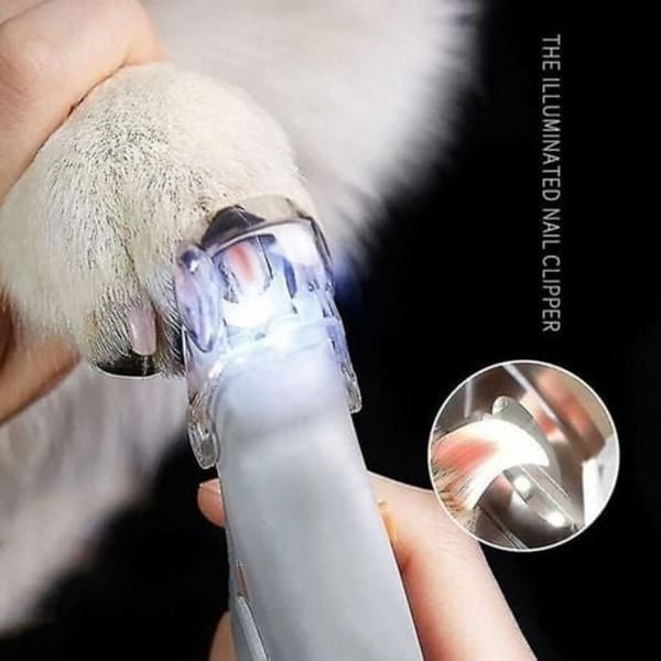 Professionel kæledyrsnegleklipper med LED-lys, til hunde og katte, plejetilbehør, grå, enhed