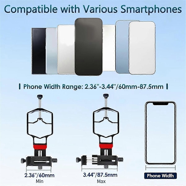 Universal Telefon Scope Digiscope Adapter Metal Teleskop Mount 3-Akset Smartphone Holder til Spotting Scope med Fjernbetjening