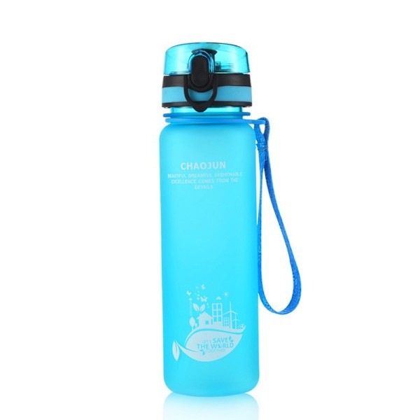 Suurikokoinen läpinäkyvä taivaansininen juomapullo (350 ml)