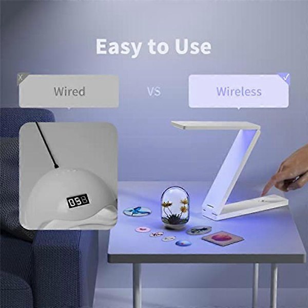 UV-lys for resin, 54W UV-resinlampe for resinherding, trådløs og sammenleggbar, 3-i-1 bruksområder 2025th