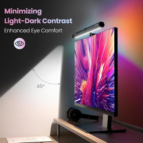 40 cm LED USB PC-skjermlampe, RGB-lysrampe, justerbart omgivelseslys med 15 lysfarger