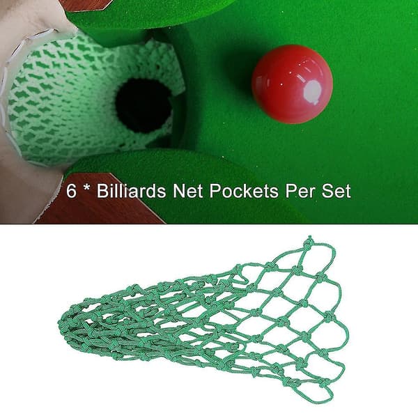 6 stk./sæt Grøn Billard Poolbord Sæt Tilbehør, Nylon Netpose Udskiftning