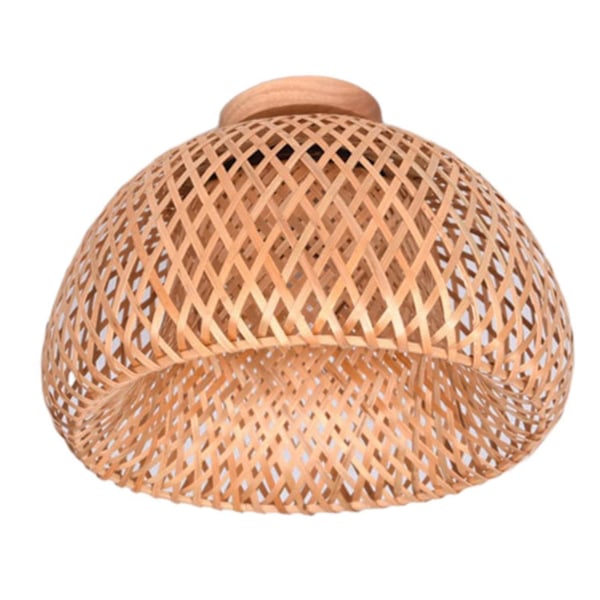 Bambus Flet Rattan Lampearmatur Planmonteret Hængende Loftslampe til Stue Soveværelse Spisestue, 30X18cm