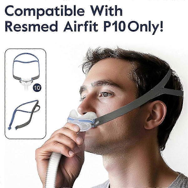 2-pack AirFit P10 Ersättningshuvudband för CPAP Näskuddemask, Justerbar Passform med 6 Inställningar