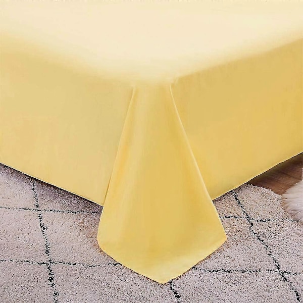 Gul 1 Person 100% Bomull Laken 200X230 Cm - Bomullslaken, Uten Strikk 2024THO