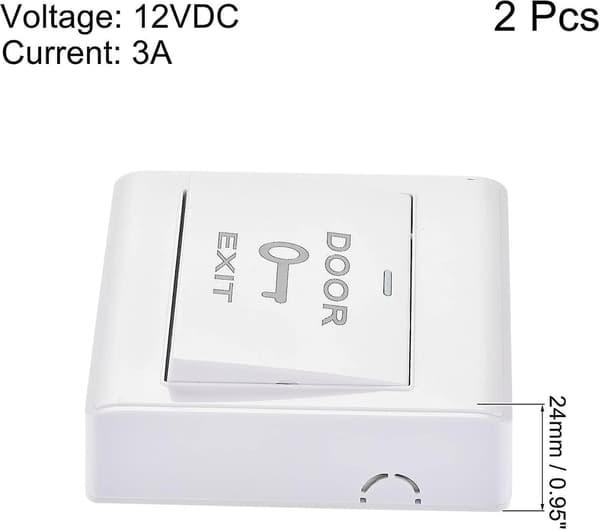 Sourcing Map Tryck för att avsluta tryckknapp Släpp omkopplare Dörråtkomstkontrollsystem Pc-panel 86mmx86mm 12v 3a Vit 2st