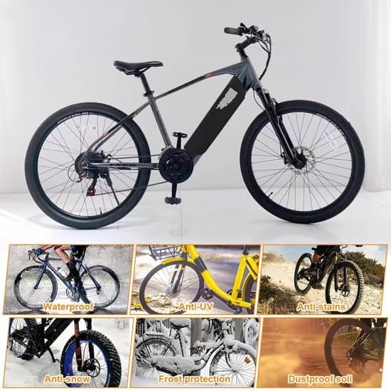 Set med 2 neoprenskydd för elcykelbatteri 54x38cm, justerbart kardborreband batteriskydd med reflexremsa/orange foder, skyddande
