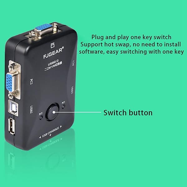 KVM-switch 1080P HD-lyddeling KVM-switch til USB-nøgle, tastatur, mus, skærm-adapter