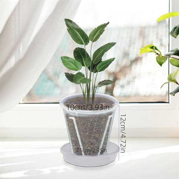 Sæt med 6 blomsterpotter – Plantepotter – Specielle orkidépotter – Hydroponiske potter – Med drænhuller – Inkluderer underskåle – Til edderkoppeplanter, orkideer,