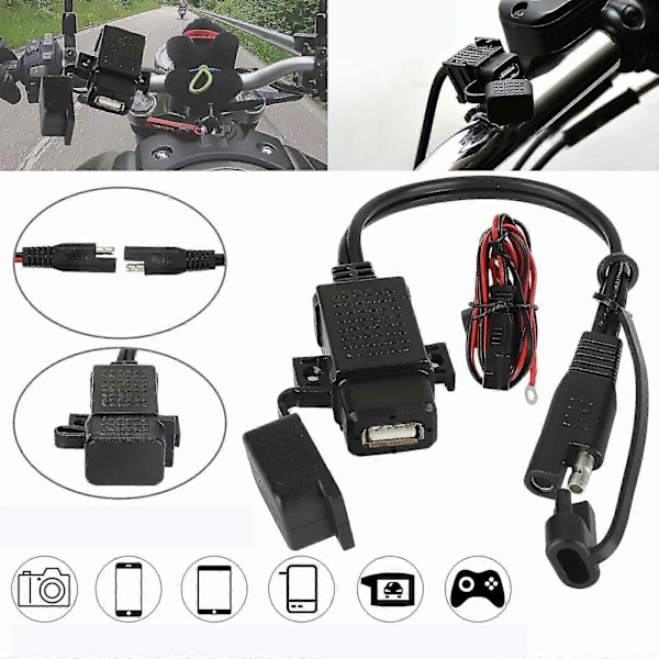 Sae til Usb Motorcykel Oplader Adapter Kabel