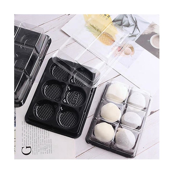 100 st 6 håligheter plast månkaka bricka transparent muffins cupcake mochi behållare kakbärare F