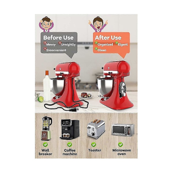 Ledningsorganisator for små apparater, strømledningsholdere, blender, kaffetrakter, trykkoker og
