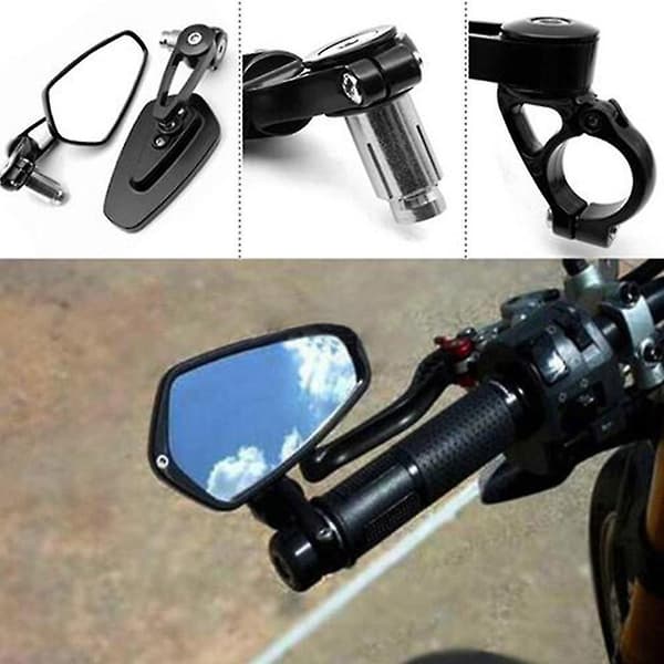 Universal motorcykelbackspegel, backspegel universal reflektor (svart) (2 st)