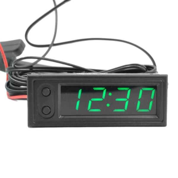 Bilklocka Universal Digital Klocka Datum 3 I 1 LCD-Skärm Elektronisk Temperatur Nattlys Trim Grön