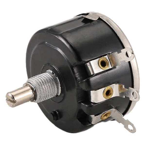 WX050 10K ohm 5W 6mm Rund Aksel Rotary Trådviklet Potentiometer Sort+Sølv