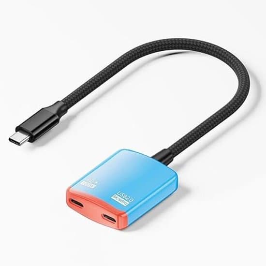 Dobbel USB-C Port Splitter Hub - Universell for AR-briller/Switch/Steam Deck