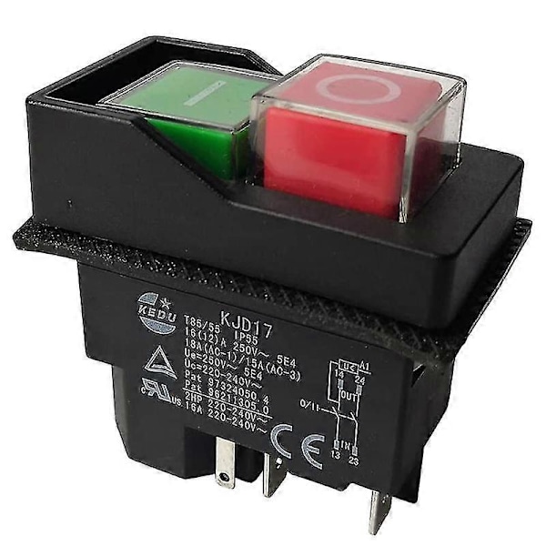 Elektromagnetiska brytare Tryckknappsbrytare för trädgårdsredskap KJD17 220V 5-stiftsterminaler