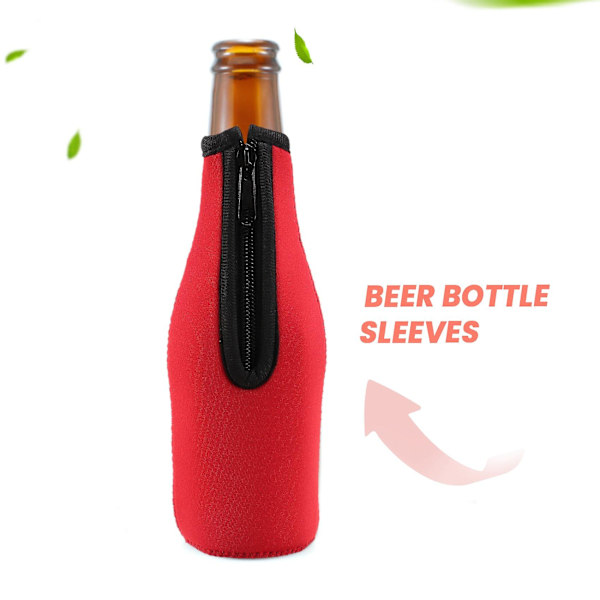 10 st öl flaskkylhållare flaska isolator hylsa lock med ring dragkedja för 12 oz 330 ml bot