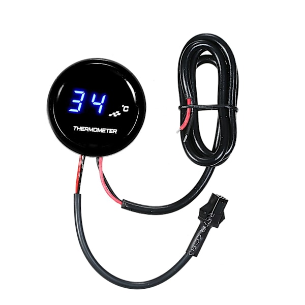 12V Digital Termometer för Motorcykel, Ultratunn Rund Vattentemperaturmätare med Blå LED-Display, Universell