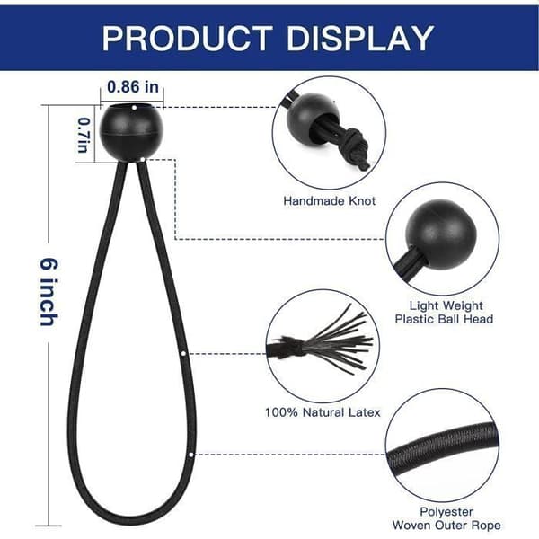 Elastiske snore - 50 stykker - 15 cm - Sorte - Holdbare til camping og bagage