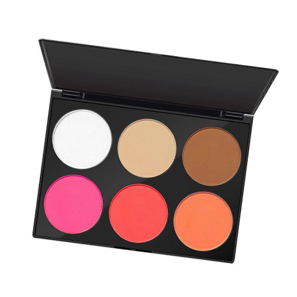 Ansigtsrougepalette med fin pulvertekstur i 6 farver til makeup