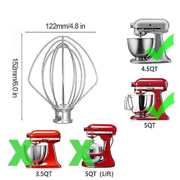 Tiltskaft-standmixer-tilbehør til KitchenAid 4,5-5 Qt Paddle-tilbehør til K45B/K5THCB/K5THB