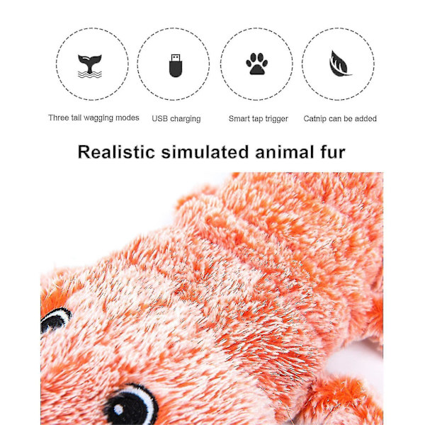 Floppy Lobster Hundleksak, Elektrisk Hoppande Räka Kattleksak Simulerad Plysch Hummer Interaktiv Kattleksak Ty