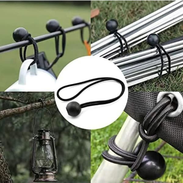Elastiske snore - 50 stykker - 15 cm - Sorte - Holdbare til camping og bagage