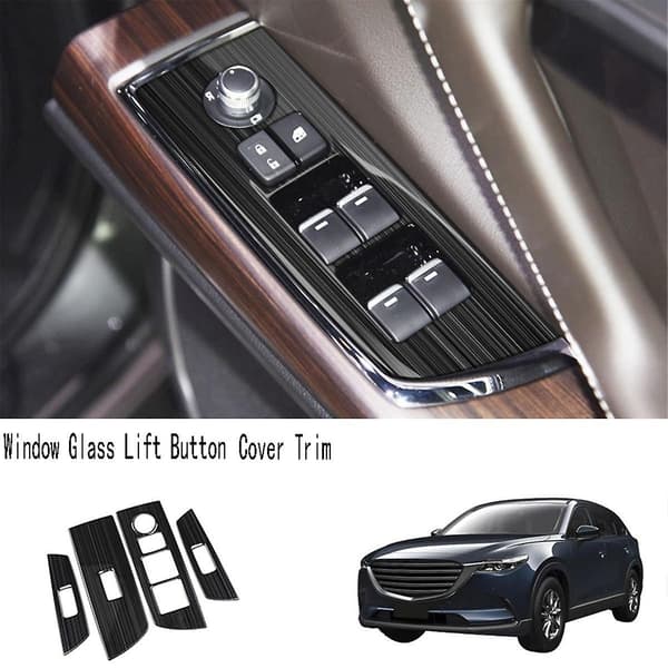 Fönsterglaslyftknappsskydd Trim Rostfritt Stål Dörrarmstöd Panel för CX9 -9 2022+