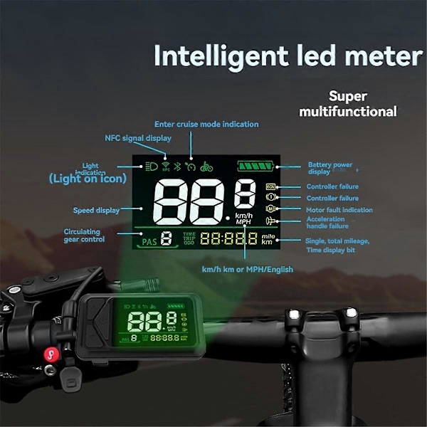 E-cykel Display 36V 48V 60V E-03N LCD Display 5 Pin Elektrisk Scooter Smart LCD Farveskærm Meter wit