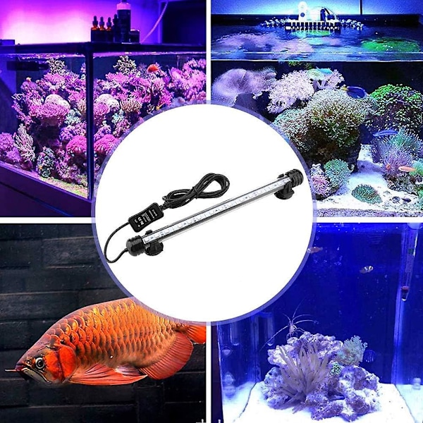 Farverige LED Akvarielys Fisketank Lys Vandtæt Lysrør Farve Lys Dykkerlys 28cm
