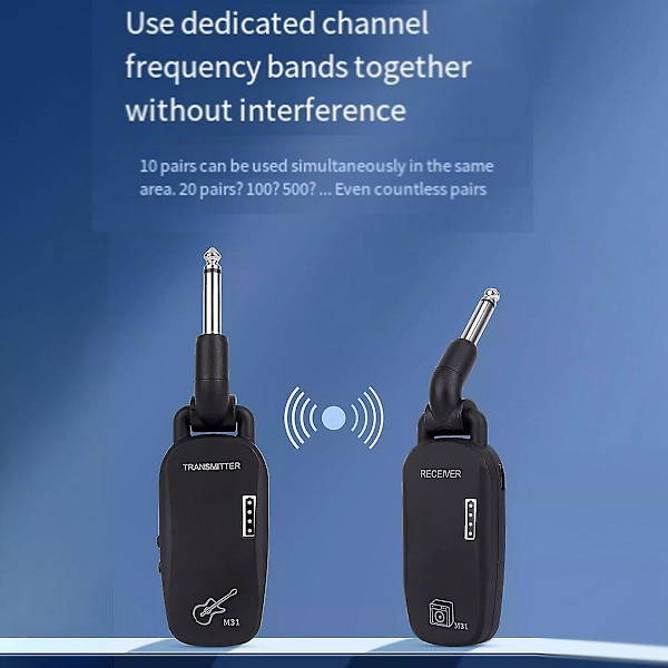 M31 Guitar Trådløst System Audio Transmitter Receiver Pickup USB Genopladeligt Trådløst System Til E