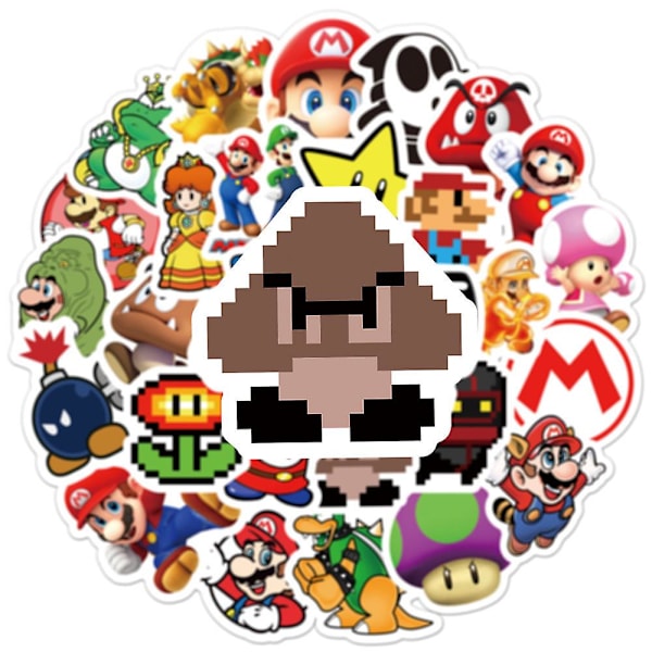 50 kpl Super Mario -tarroja, vedenpitäviä tarroja vesipulloille, kannettavalle tietokoneelle, puhelimelle, rullalaudalle, matkatavaroille