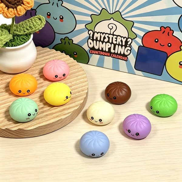 2026 Julekalender, 24-overraskelses Dumpling-kalender, Squishy-leker, Stressavlastende leker