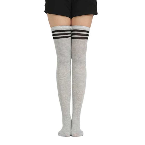 Striped Knee Socks Grey Black Stripes – High Socks