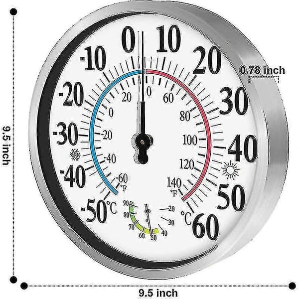 12\" Utomhus Termometer - Stora Siffror Trådlös Inomhus Utomhus Termometer - 2 i 1 Termometer Hygrometer - Väggmonterad Hygrometer Termometer