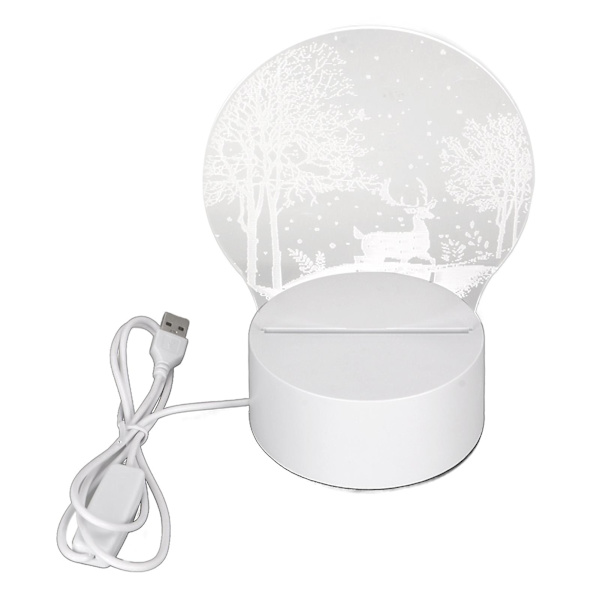 3D LED nattlampa bas med akryl USB-driven LED dekorativa lampor bas för sovrum vardagsrum dekoration Hjort i snön
