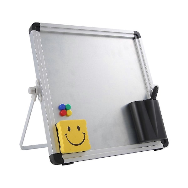 Lille, bærbar whiteboardtavle til skrivebord, lille magnetisk dobbeltsidet whiteboard staffeli til børn til at lave L