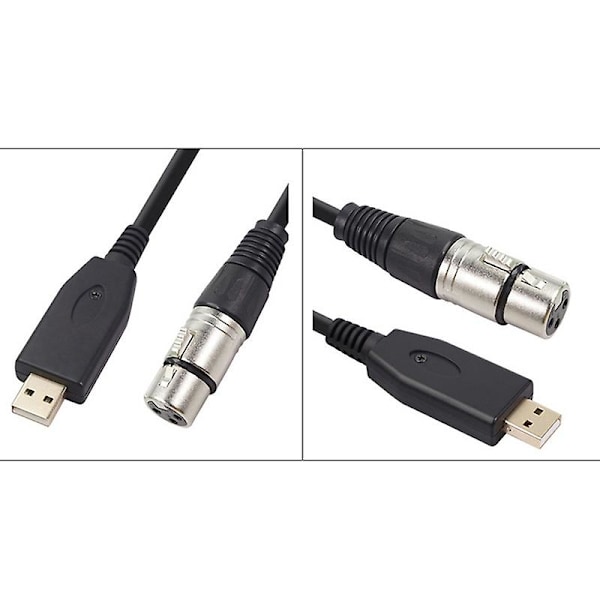 REXLIS 1,8 m USB Mikrofonkabel, 3-benet USB Han til XLR Hun Mikrofon Konverter Kabel Studio Lydkabel