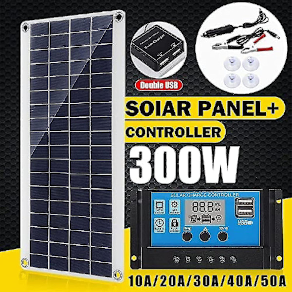 300w 12v Solpanel Kit Batterilader 300 Watt 12 Volt Off Grid System Med 10a-60a Controller-11