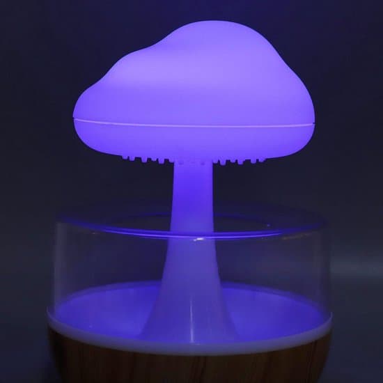 RainCloud luftfuktare med vattendroppe svampdesign och 7-färgs aromdiffusor