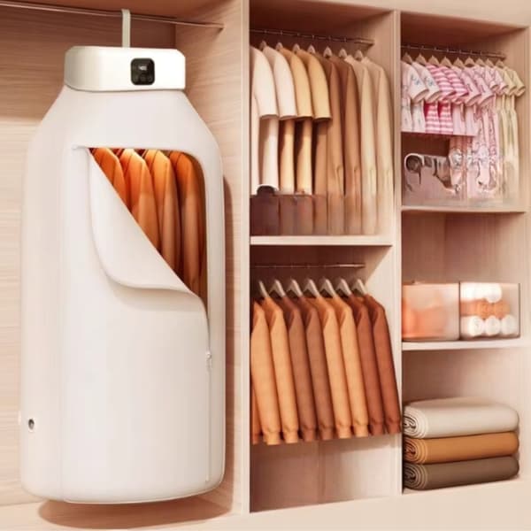 Portable Electric Clothes Dryer for Travel 600W Timer Hook + Remote Control