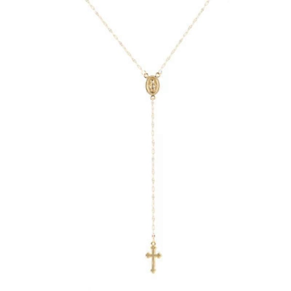 18K Guld Över Sterling Silver Italiensk Rosenkrans Pärla Kors Y Halsband Kedja För Kvinnor Män, 20 Tum