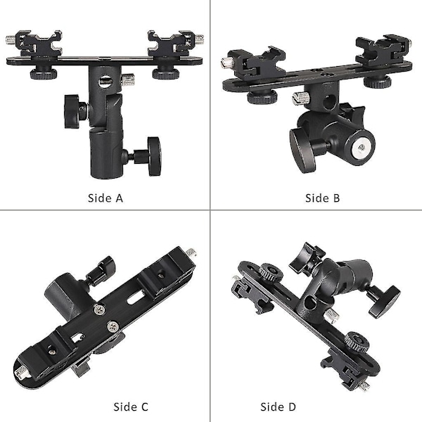 Dubbel blixtfäste 2-blixtfäste Speedlight-stativ Paraplyhållare Blixtfyllningsfäste för Dslr-kamera