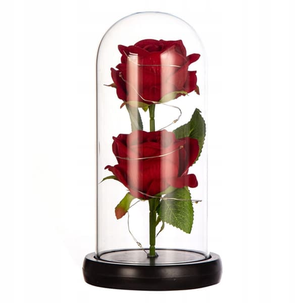 EVIG DOBBELROSE I GLASS Lysende LED-GAVE