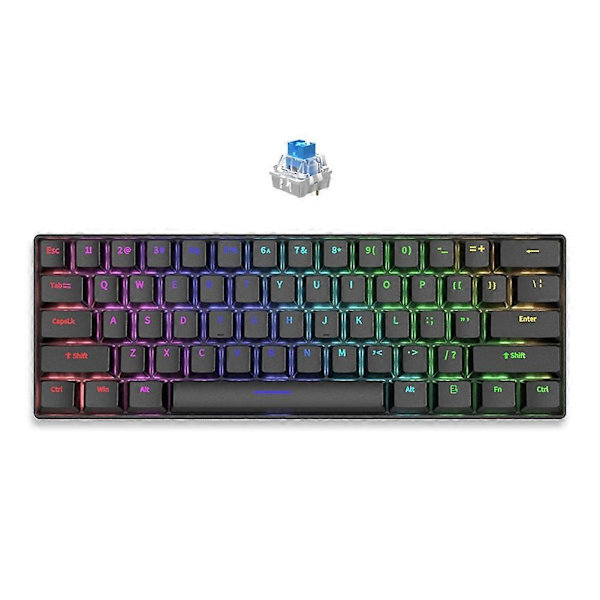 Mekanisk Tastatur 61 Taster Blandet Lys Hot Swap Tastatur Kontortilbehør Gaming Tastatur Svart
