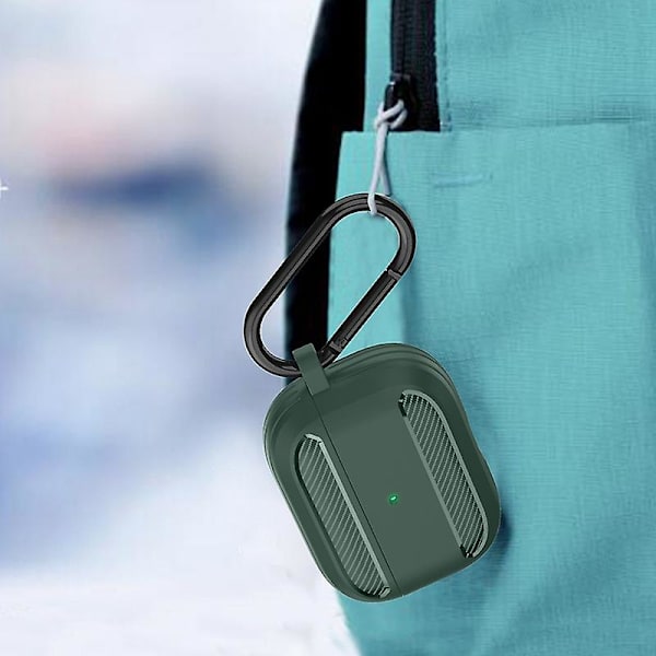 Skydd för Case Kolfiber Hörlurar Tillbehör Trådlös Bluetooth Skydd med Haken, Svart