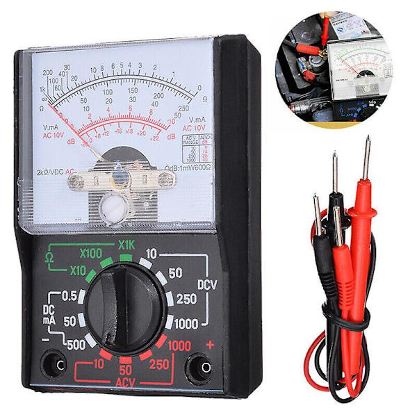 Analogt Multimeter Ohm Volt DC Strøm AC/DC Spenningstester Meter med Testprobe